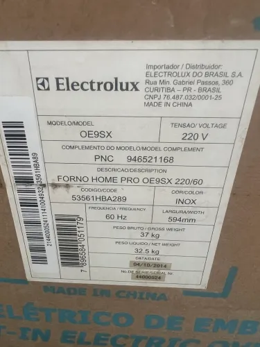 Forno De Embutir Elétrico Electrolux OE9SX Home Pro 80L - NOVO NA CAIXA!
