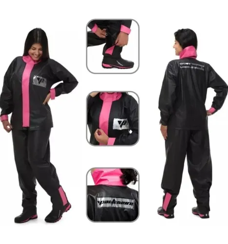 Mega Promoção da Capa De Chuva Pantaneiro Pvc Feminina Com Detalhes Rosa