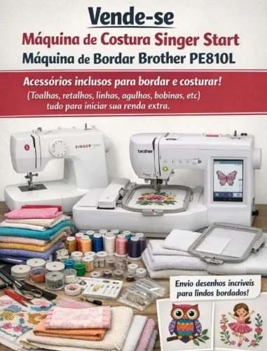 MÁQUINA DE BORDAR BROTHER- PE810L- E MÁQUINA SINGER START
