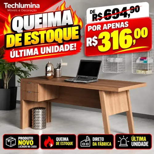 Mesa Escritório 163cm Com 2 Gavetas Mdp Tecnomobili