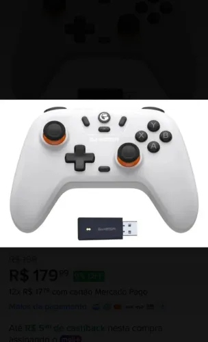 Controle Gamesir T4 Nova Lite Sem Fio Para Pc Cor Branco