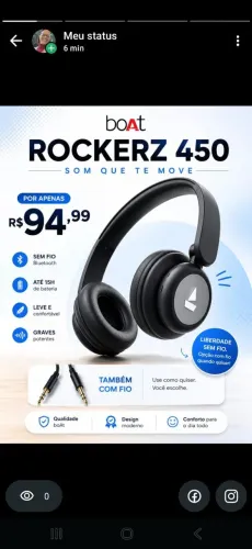 Vendo Fone de Ouvido sem Fio Modelo Rockers 450.
