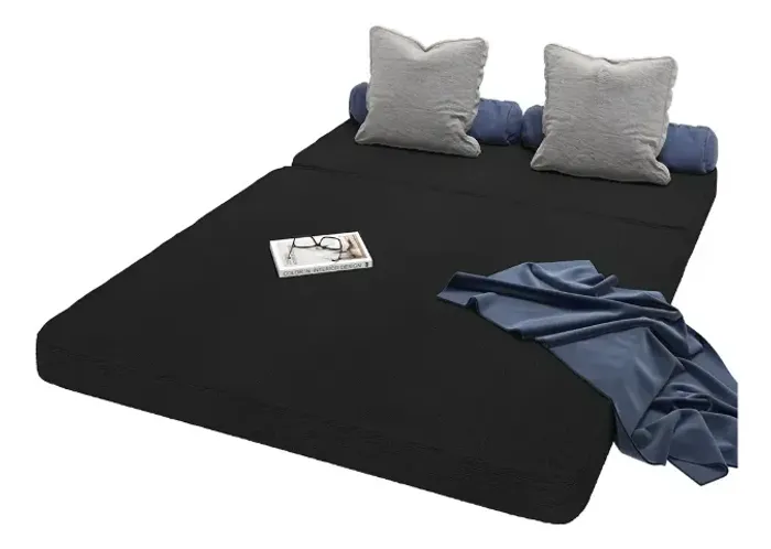 Puff De Casal 3 Em 1 Sofa Sogude Preto