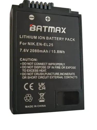 2 Baterias En-El25 BATMAX + Carregador Duplo Digital Para Câmeras Nikon Z300 Z50 ZFC Z50Ii