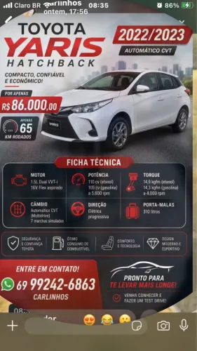 Toyota Yaris XS 1.5 Flex 16V 5P Aut. 2023