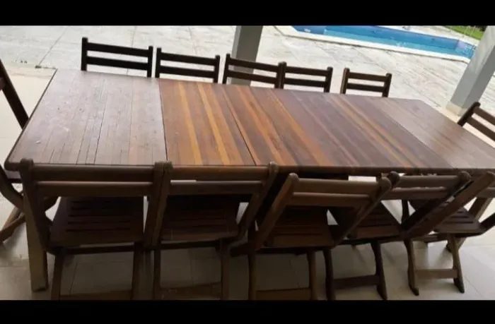 Jogo de Mesa  retratil de madeira embuia 