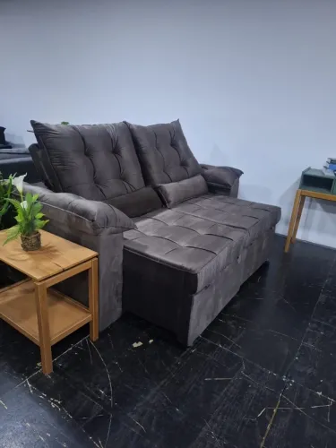Sofá infinity 2,00m retrátil e reclinavel, tecido veludo, madeira
