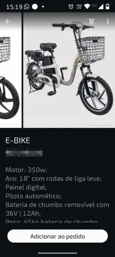E bike dourada lev.batt lítio nova