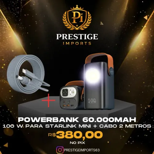 POWERBANK PARA STARLINK MINI 60000 MAH 100W COM CABO USB C