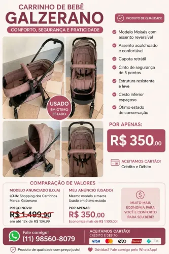 OPORTUNIDADE - CARRINHO DE BEBÊ GALZERANO