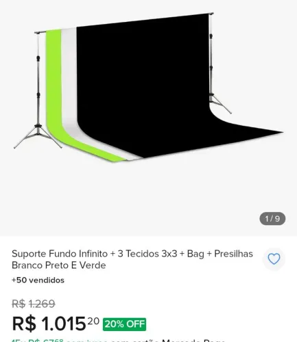 Suporte Fundo infinito + 3 Tecidos 3x3 + Bag + Presilhas