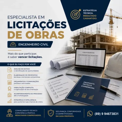 Planilha de obras para licitação + composição de custos + encargos BDI - Engenheiro