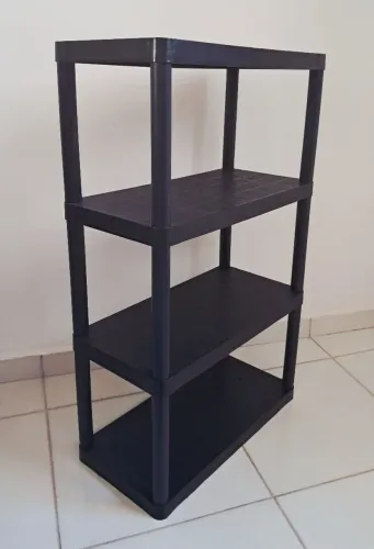 Estante Plástica Multiuso com 4 Prateleiras - Cor Preta