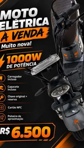 Moto elétrica muito nova, usada apenas 4 vezes com apenas 100km rodados