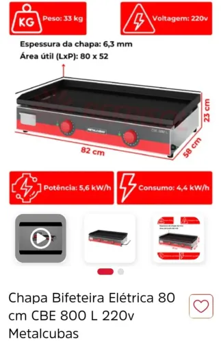 VENDO CHAPA METAL CUBAS CBE800L 80 NUNCA USADA.