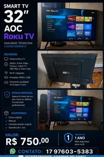Smart TV 32" AOC Roku TV