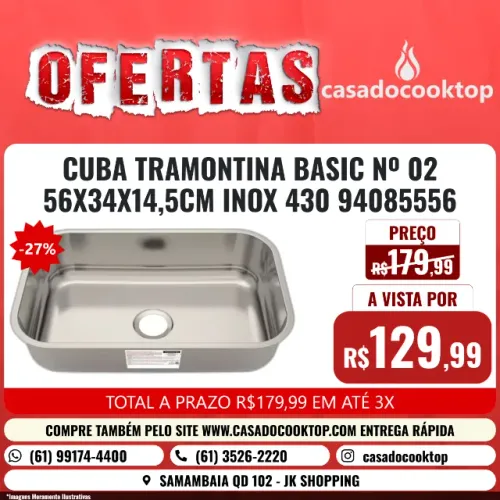 Cuba tramontina basic nº 02 56x34x14,5cm inox