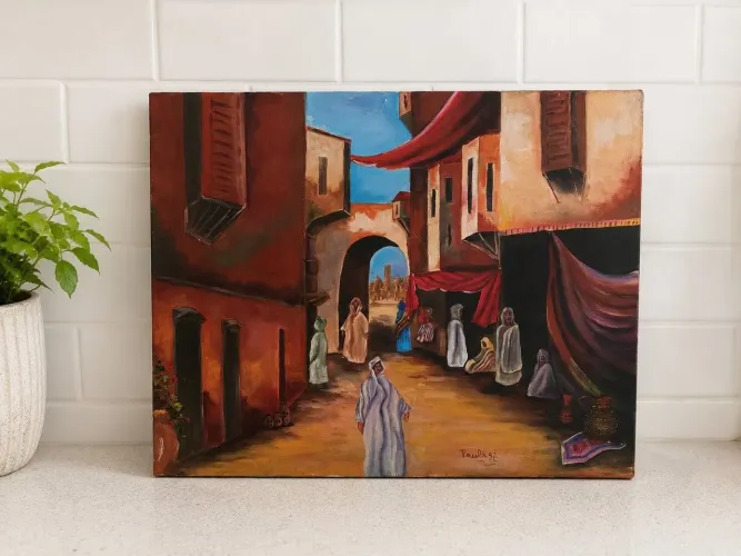 Quadro Decorativo Estilo Marroquino 50x60 cm - Pintura em Tela