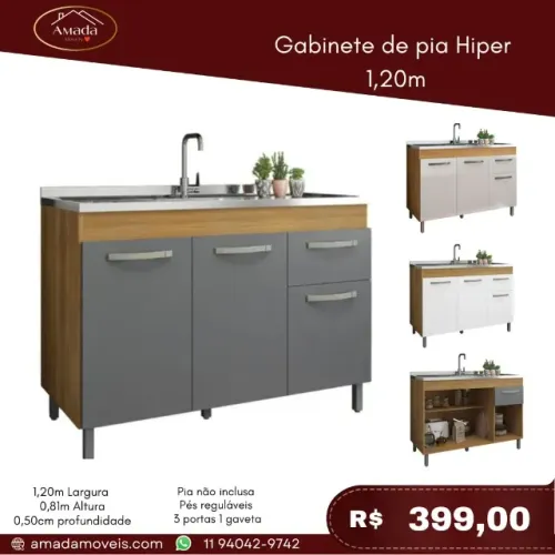 Gabinete de pia Hiper, a pronta entrega.