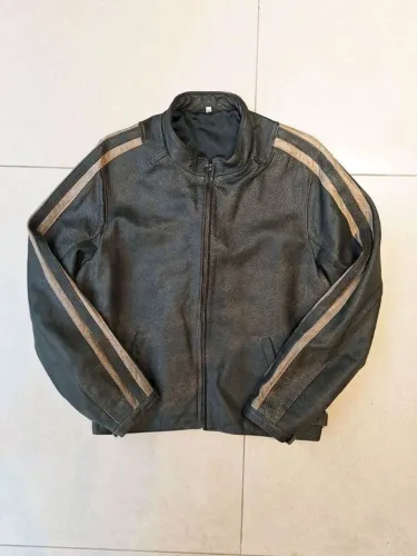 jaqueta racing de couro legítimo estonado com efeito vintage, feita sob encomenda artesana