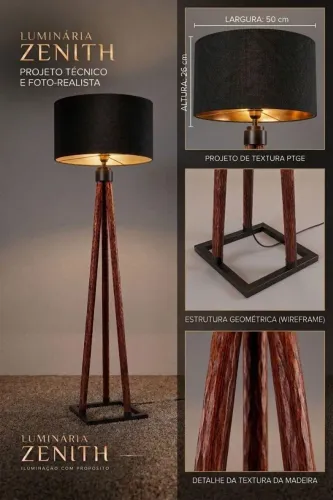 Luminária de chão Zenith iluminação moderna e elegante