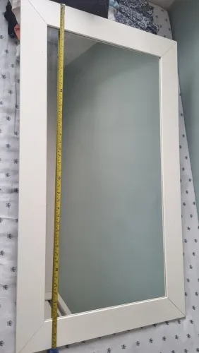 Espelho Grande com Moldura Branca de Madeira - 115 x 65 cm (Ideal para Quarto/Sala)