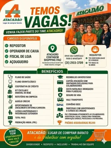 Vagas Atacadão - Itaú Power Shopping em Contagem