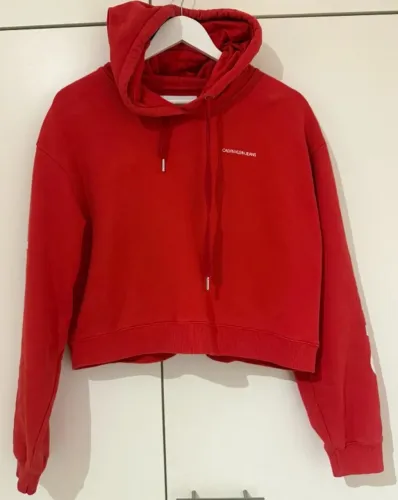 Moletom calvin klein jeans cropped vermelho