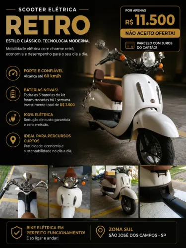 SCOOTER ELÉTRICA RETRÔ - IMPECÁVEL!