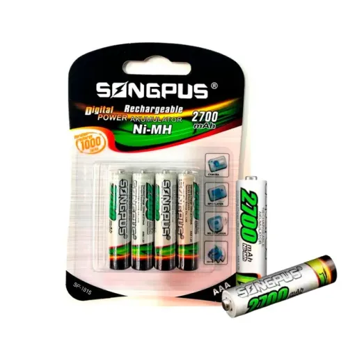 04 Pilha recarregável palito AAA 2700 mah nova lacrada