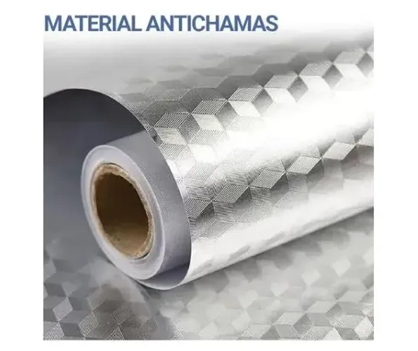 Papel alumínio quadriculado tridimensional adesivado 500 x 40 mm