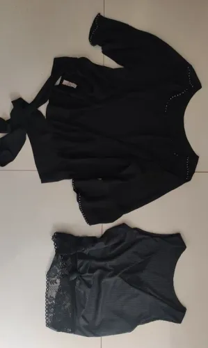Conjunto blusinha e camiseta roupa feminina preto