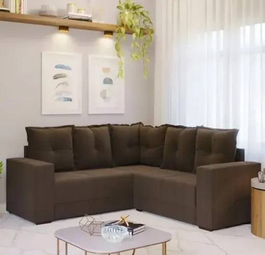 Sofá de canto patricia marrom gett moveis (Produto Novo)