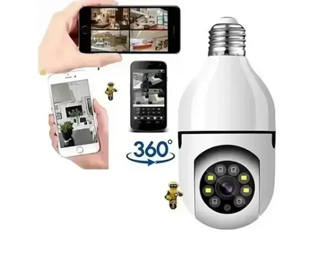 Sem estoque - Câmera de Segurança IP 360° Lampada Espiã 