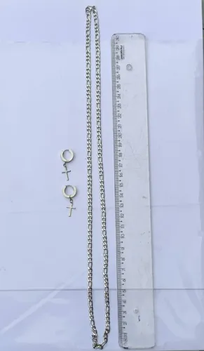 Corrente Cordão Masculino mais par de brinco cruz Aço Inox usada