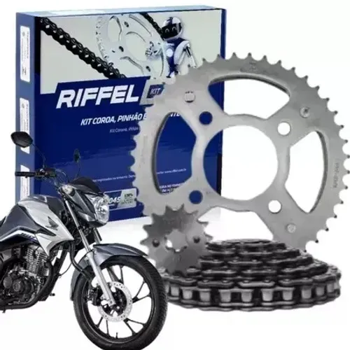 Kit Relação Transmissão Tração CG TITAN FAN 160 2016 a 2024 ORIGINAL RIFFEL