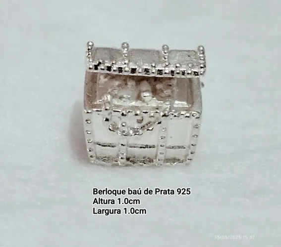 Berloque Baú de Prata 925 - Detalhes Incríveis!