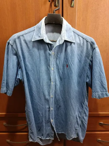 Camisa Jeans Masculina Manga Curta polo Ralph Lauren