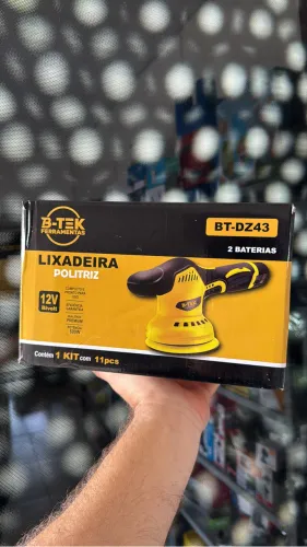 Lixadeira Politriz sem fio 12V com 2 baterias