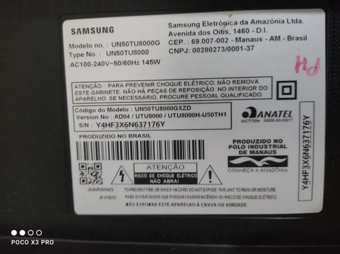 Vendo tv Samsung 50 tu8000 defeito tela