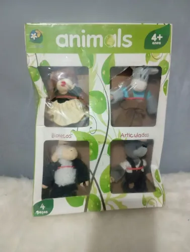 Kit 4 Bonecos de Pelúcia Articulados - Animals 