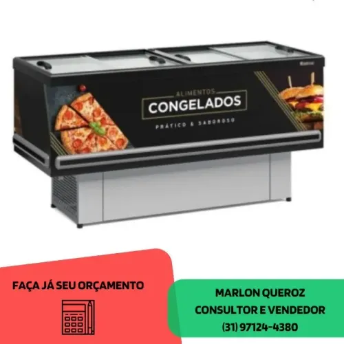 Ilha de Congelados Preta 2M Vidro Reto Gelopar