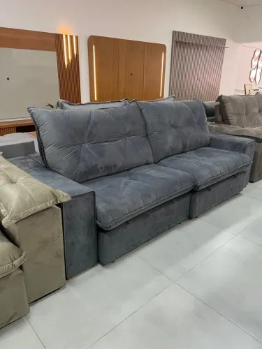 Sofá 2,50 no Veludo Chumbo Com Molas Ensacadas APENAS 2.890,00