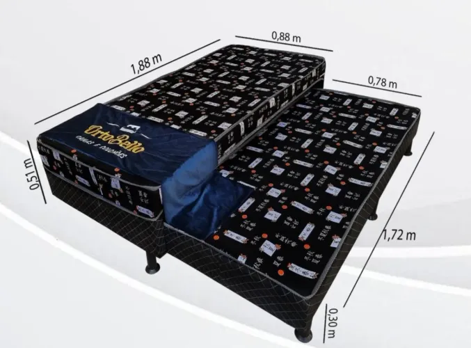 Cama Box Solteiro Black D23 com Auxiliar - Entrega Rápida 