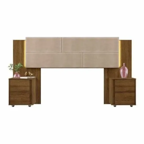 Cabeceira Estofada Rúbia com Mesa de Cabeceira para Cama de 1,38 e 1,58 -NOVA!