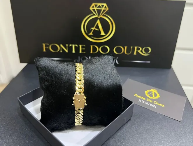 Pulseira gourmet dupla ouro 18k 750