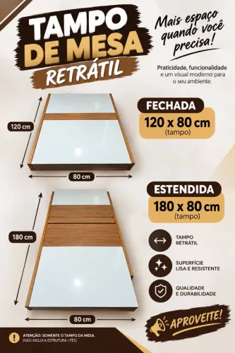 TAMPO DE MESA RETRÁTIL