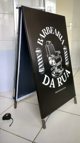 Kit 2 Cavaletes Placa Banner Promocional 2 Face 70x100 Metal