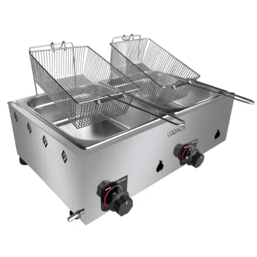 Fritadeira INOX, 2 cubas de 10 litros, NOVA, a gás e entrega GRÁTIS*
