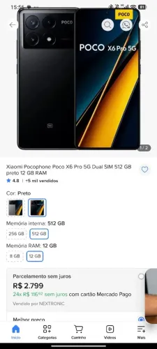 POCO X6 Pro 5G 12GB/512GB - Estado de Novo, Sem Marcas, Impecável